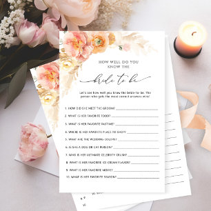Papier Qui connaît le mieux la mariée Jeu de fête de mari