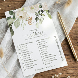Papier Qui connaît le mieux la mariée Jeu de Préférences