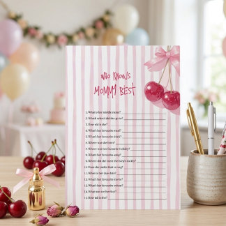 Papier Qui connaît le mieux maman Cherry on Top Pink Bow