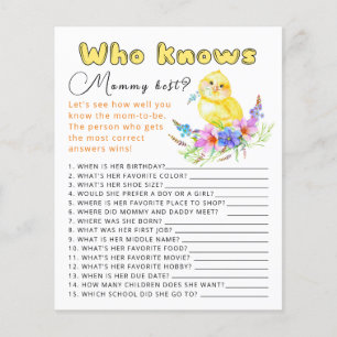Papier Qui connaît le mieux maman jeu de baby shower.