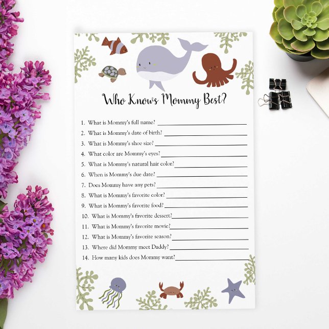 Papier Qui connaît le mieux maman jeu de baby shower sous (Créateur téléchargé)