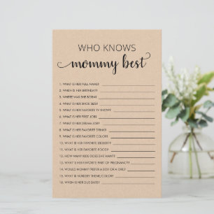 Papier Qui connaît le mieux Maman ? Jeu personnalisé pour