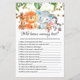 Papier Qui connaît le mieux maman Jeux de Baby Shower