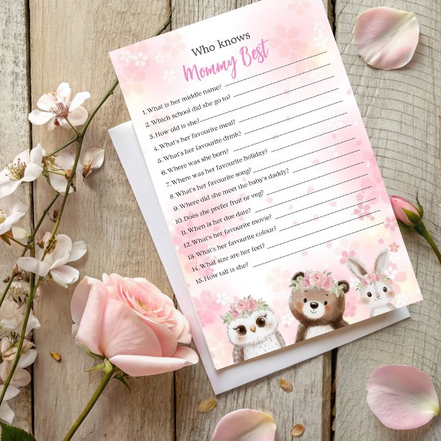 Papier Qui connaît le mieux maman - Thème forestier (Créateur téléchargé)