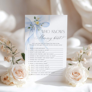 Papier Qui connaît maman le meilleur baby shower Blue Bow