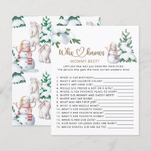 Papier Qui connaît maman le meilleur baby shower d'hiver