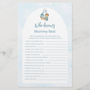 Papier Qui connaît maman meilleur Baby shower bleu mou je