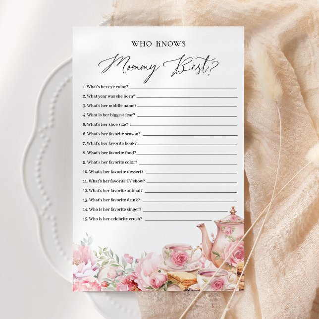 Papier Qui Connaît Maman Meilleur Baby shower De Thé Flor (Créateur téléchargé)