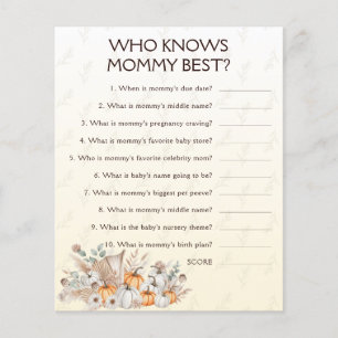 Papier Qui connaît maman meilleur Baby shower jeu
