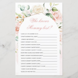Papier Qui connaît maman Meilleur Blush Baby shower Jeu