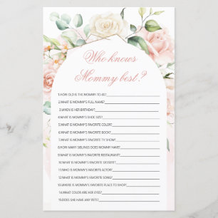 Papier Qui connaît maman Meilleur Blush Baby shower Jeu