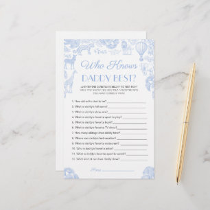 Papier Qui connaît papa meilleur Baby shower Game Card