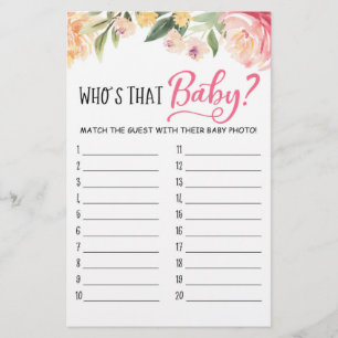 Papier Qui est ce bébé ? Jeu Baby shower partie