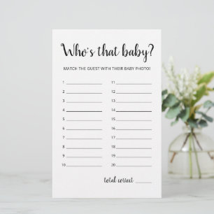 Papier Qui est ce bébé ? Jeu Baby shower partie