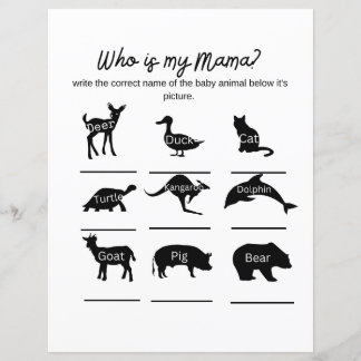 Papier Qui est ma maman ? Baby shower jeu avec réponses