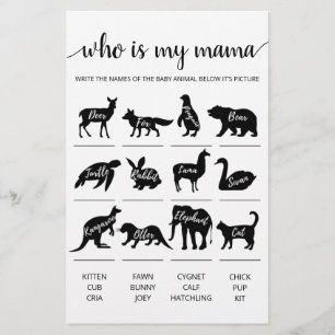 Papier Qui est ma maman Jeu Baby shower partie jeu