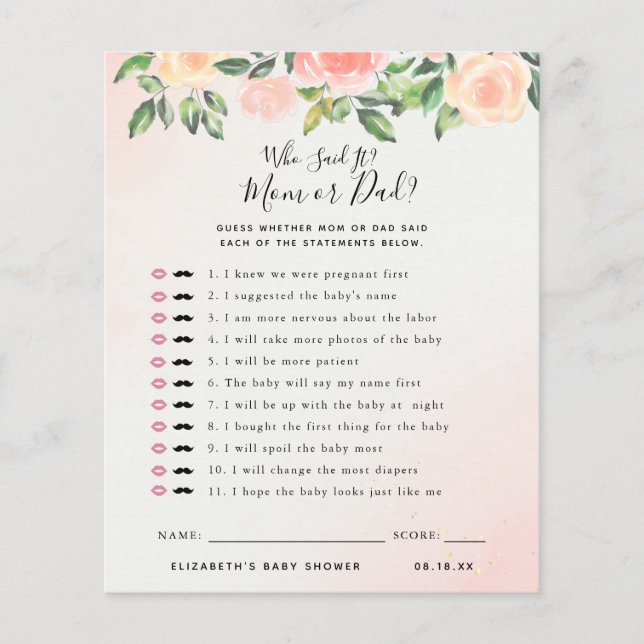 Papier Qui L'A Dit | Jeu Baby shower (Devant)