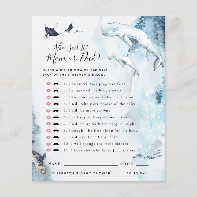 Papier Qui L'A Dit | Jeu Baby shower (Devant)