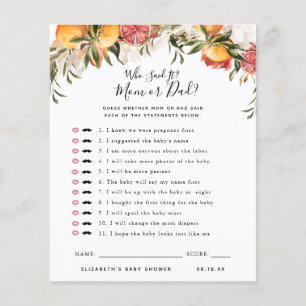 Papier Qui L'A Dit   Jeu Baby shower