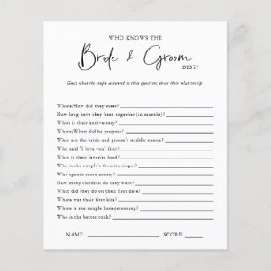 Papier Qui Les Connaît Le Mieux   Jeu de Fête des mariées