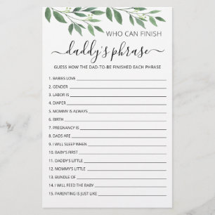 Papier Qui peut finir l'expression de papa Baby shower Je