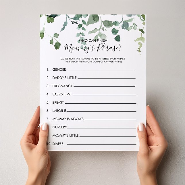 Papier Qui peut terminer le jeu de Baby shower Phrase de  (Créateur téléchargé)