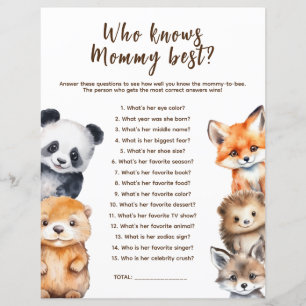 Papier Qui sait Maman Animaux de la Forêt Jeu de Baby Sho