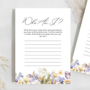 Papier Qui Suis-Je Jeu De Fête des mariées Florale Violet