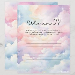 Papier Qui suis-je Pastel Cloud Neuf Fête des mariées Jeu