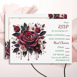 Papier-Quilling Burgundy-Rose und Perlen-UAWG Einladung