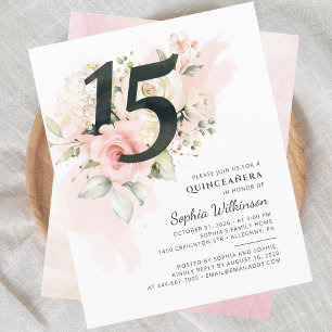 Papier Quinceanera 15e anniversaire Floral Party Invitati