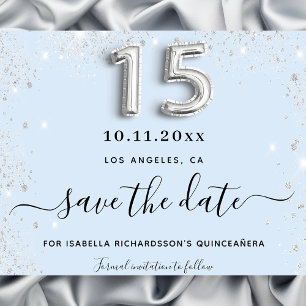Papier Quinceanera bébé bleu argent parties scintillant e