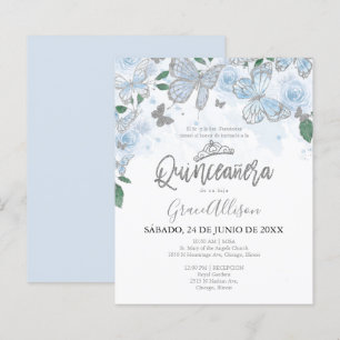 Papier Quinceanera Butterfly Budget Invitation - Espagnol