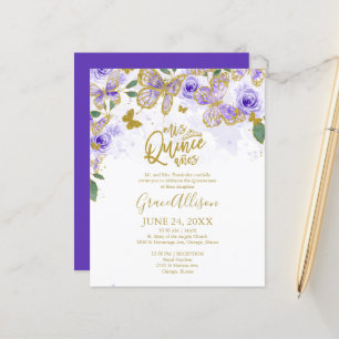 Papier Quinceanera Butterfly Budget Invitation Français