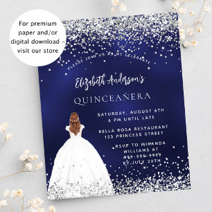 Papier Quinceanera marine bleu blanc robe invitation
