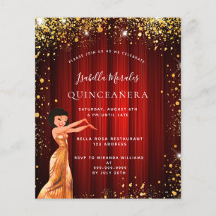 Papier Quinceanera or rouge parties scintillant robe invi