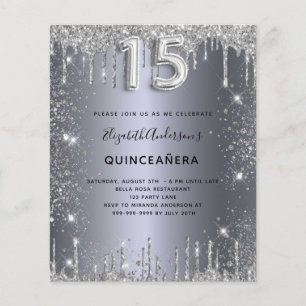 Papier Quinceanera parties scintillant en métal argenté