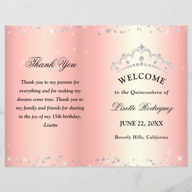 Papier Quinceanera rose (Devant)
