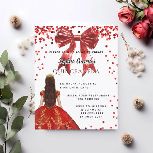 Papier Quinceanera rouge blanc robe arc invitation