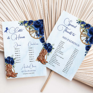 Papier Quinceañera XV 15 Royal Blue Floral Charro Padrino