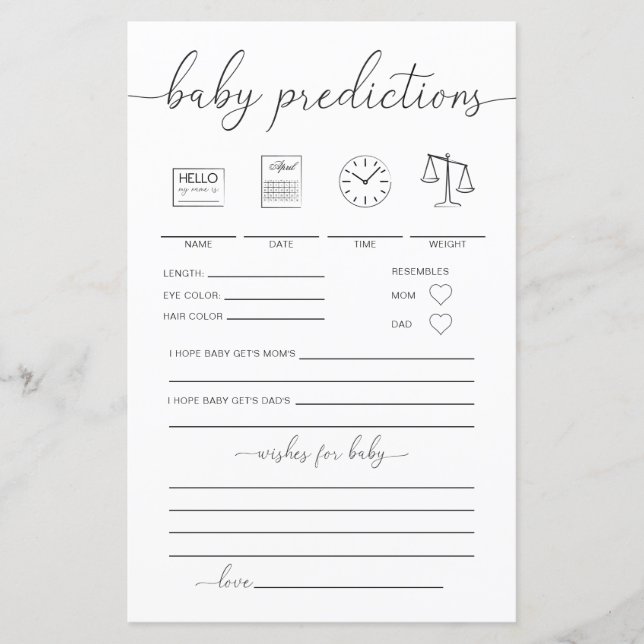 Papier Quinn Minimal Baby Predictions Jeu (Devant)