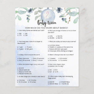 Papier Quiz bébé neige d'hiver Jeu de Baby Shower
