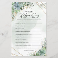 Quiz de rime de la Nursery, succulente verte eucal