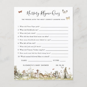 Papier Quiz sur le rime des infirmières   Jeu Baby shower