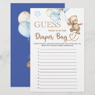 Papier Qu'y a-t-il dans le sac à couches baby shower Tedd
