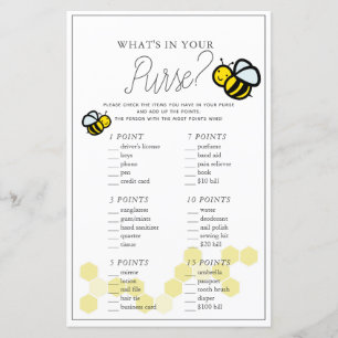 Papier Qu'y a-t-il dans votre sac à main Bee White Baby s