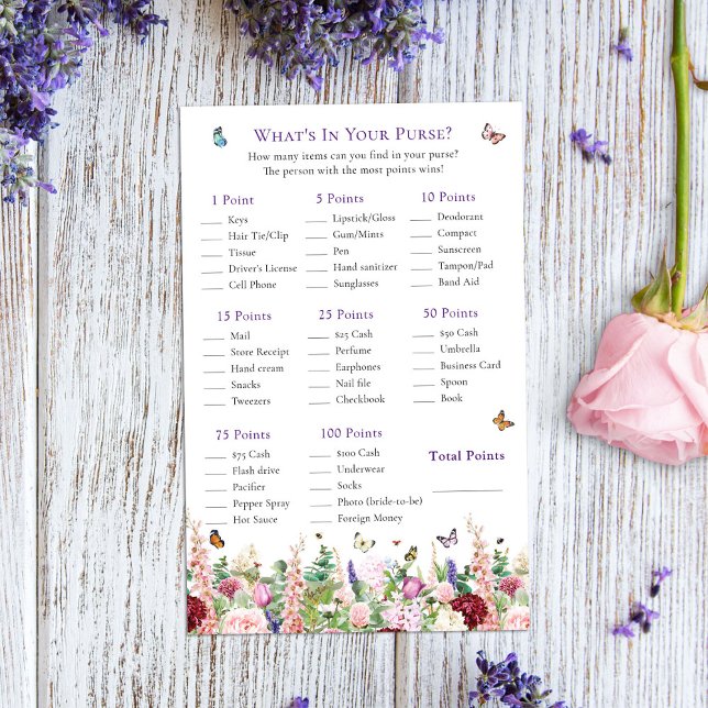 Papier Qu'y a-t-il dans votre sac Fête des mariées papill (Créateur téléchargé)