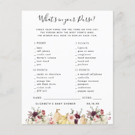 Papier Qu'y a-t-il dans votre sac | Jeu Baby shower