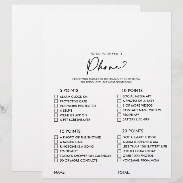 Papier Qu'y a-t-il sur votre Phone Modern Fête des mariée (Devant / Derrière)