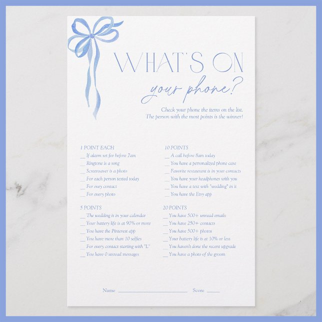 Papier Qu'y a-t-il sur votre téléphone Blue Bow Fête des  (Créateur téléchargé)